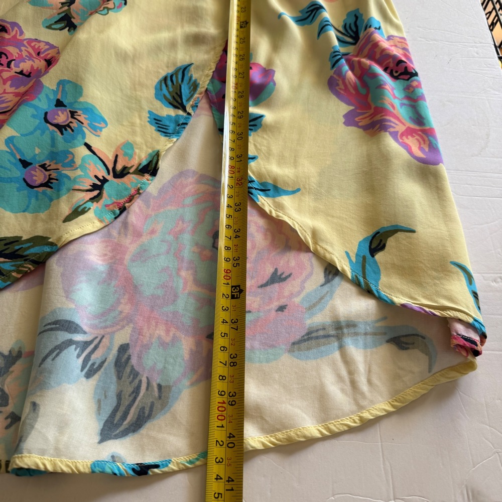 Maaji Women Yellow Floral Print Maxi Wrap Skirt Set Crop Top Size S Resort Beach - Picture 12 of 13